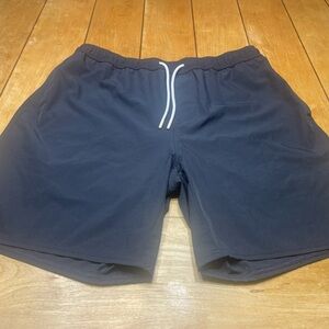 Wellen Huckberry Athletic Drawstring Shorts Lined Size Large Color Black 7”